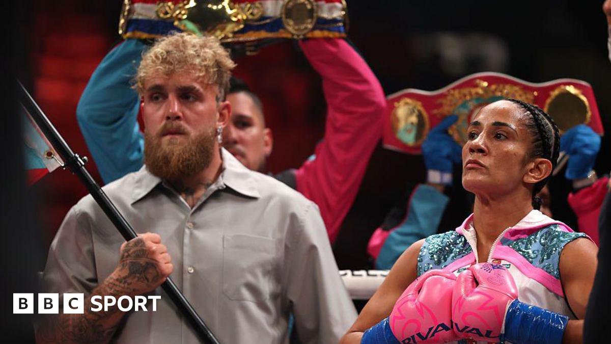 Jake Paul waves the Puerto Rico flag before Amanda Serrano's fight with Katie Taylor