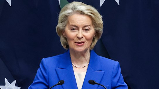 Ursula von der Leyen speaking in the House of Representatives.