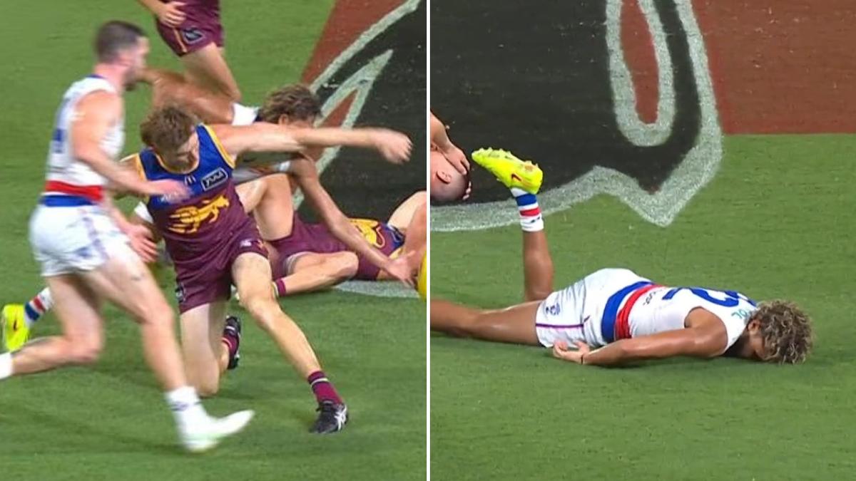 Brisbane captain Harris Andrews facing lengthy ban for severe hit on Western Bulldogs forward Arty Jones