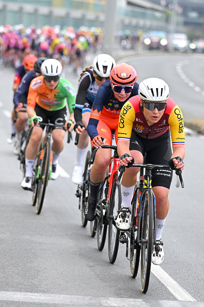 SANREMO, ITALY - MARCH 21: Victoire Berteau of France and Team Cofidis Women competes during the 8th Milano-Sanremo Donne 2026, Women's Elite a 156km one day race from Genova to Sanremo / #UCIWWT / on March 21, 2026 in Sanremo, Italy. (Photo by Tim de Waele/Getty Images)