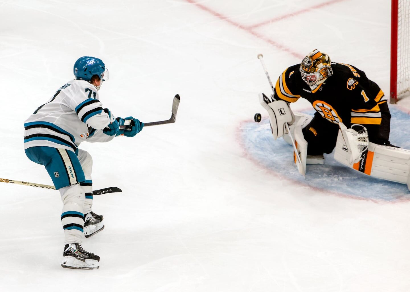 While goalie Jeremy Swayman and the Bruins still have a good shot at making the playoffs, Macklin Celebrini's Sharks missed the mark again this season.