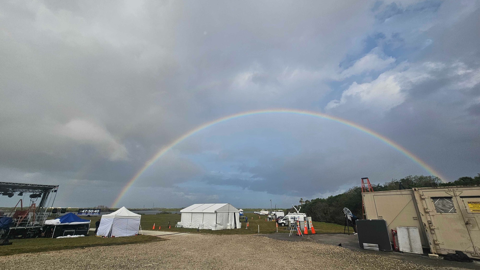 a double rainbow over nasa kennedy space center