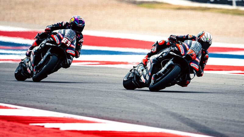 Aprilia MotoGP bikes on Circuit of the Americas
