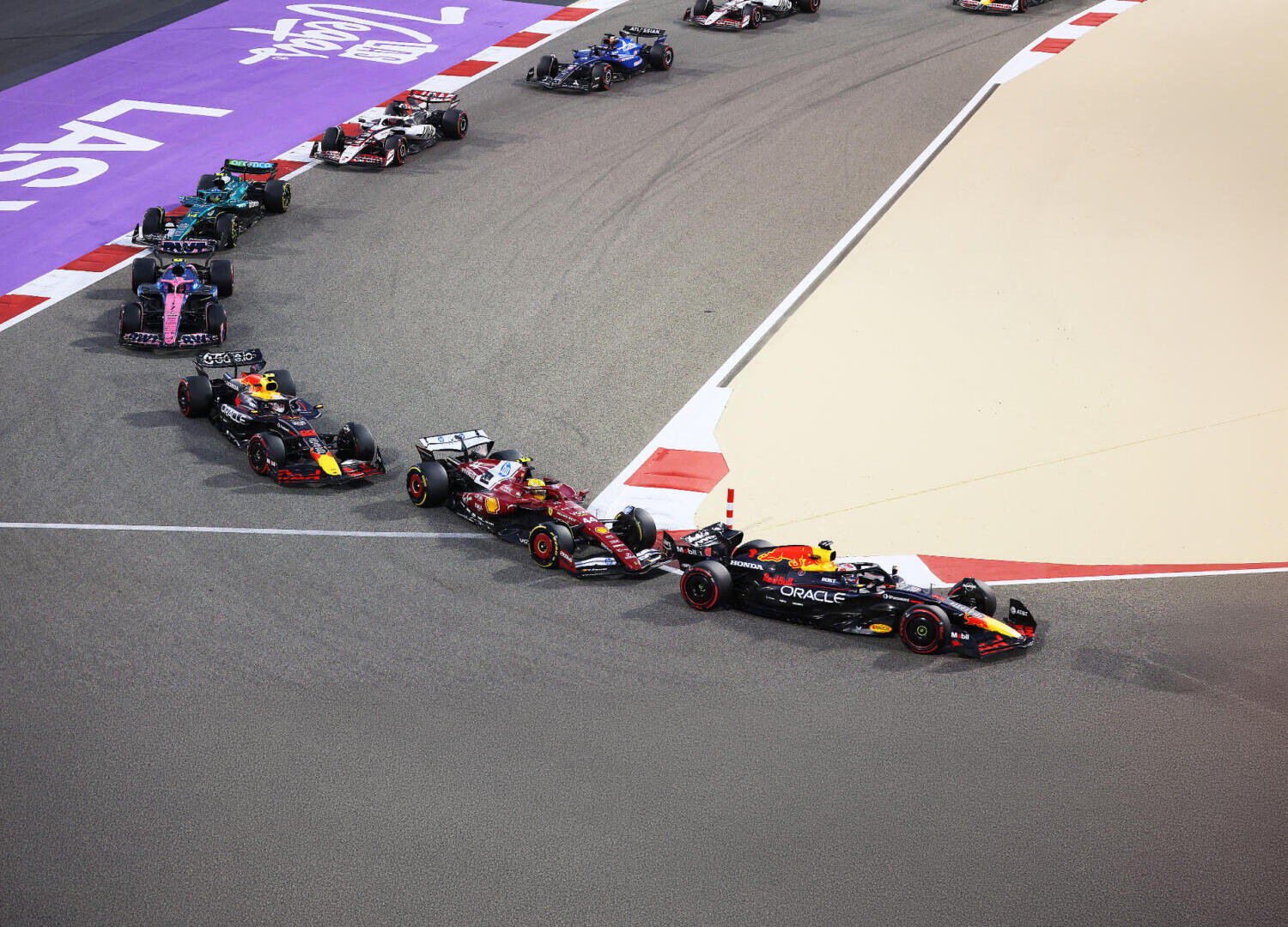 Max Verstappen leads at Bahrain
