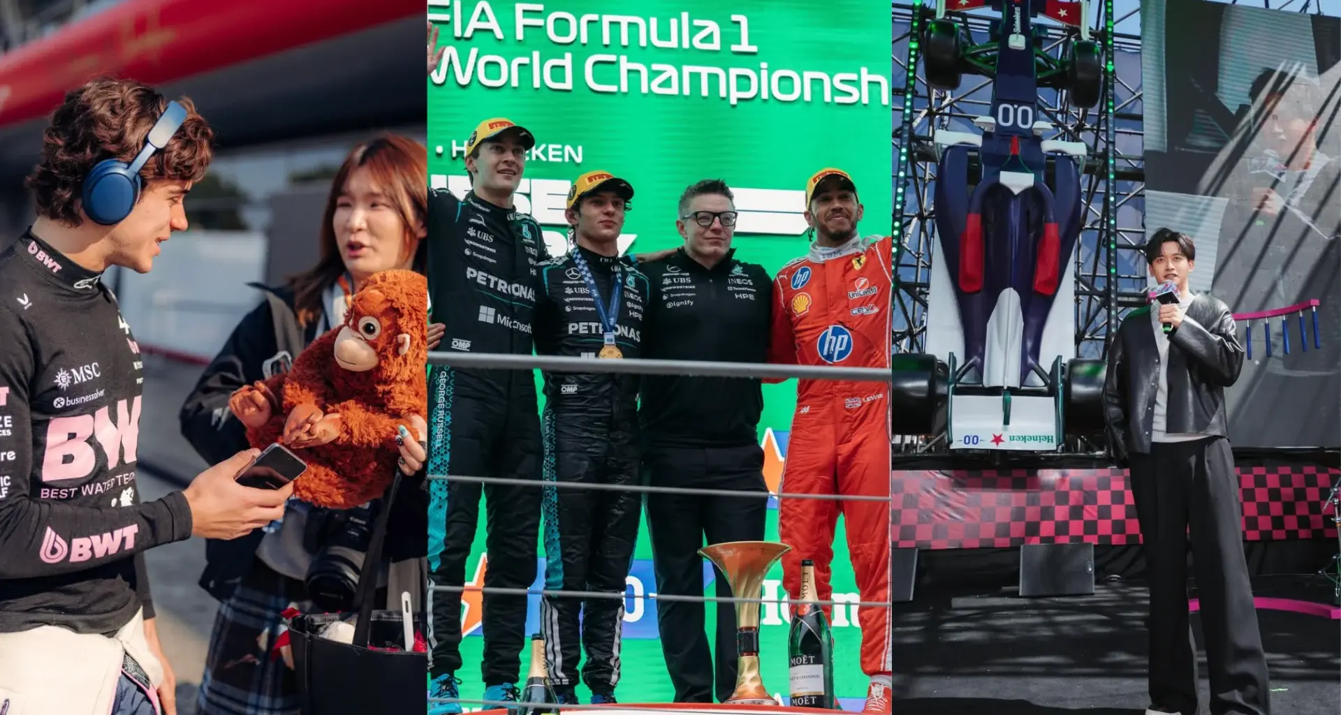 SHANGHAI, CHINA - MARCH 15: Race winner Andrea Kimi Antonelli of Italy and Mercedes AMG Petronas F1