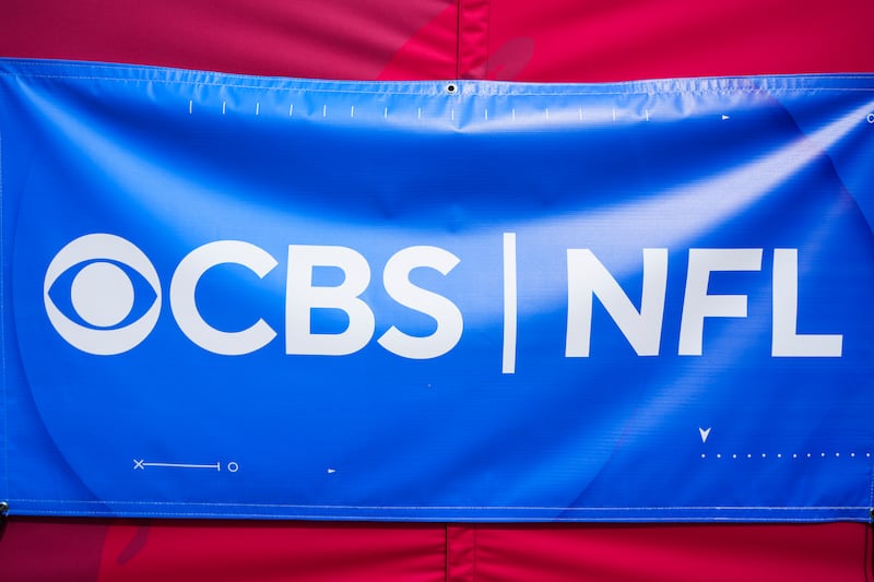 TAMPA, FLORIDA - NOVEMBER 09: Detail view of a CBS graphic prior to an NFL football game between the New England Patriots and the Tampa Bay Buccaneers at Raymond James Stadium on November 9, 2025 in Tampa, Florida. (Photo by Perry Knotts/Getty Images)