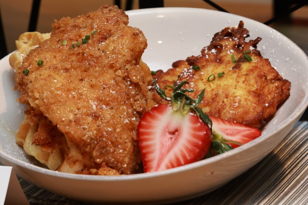 Chicken and Waffle, on display, as the Chicago White Sox hold a media preview to showcase new food and beverage highlights at Rate Field, Wednesday, March 18, 2026. (Antonio Perez/Chicago Tribune)