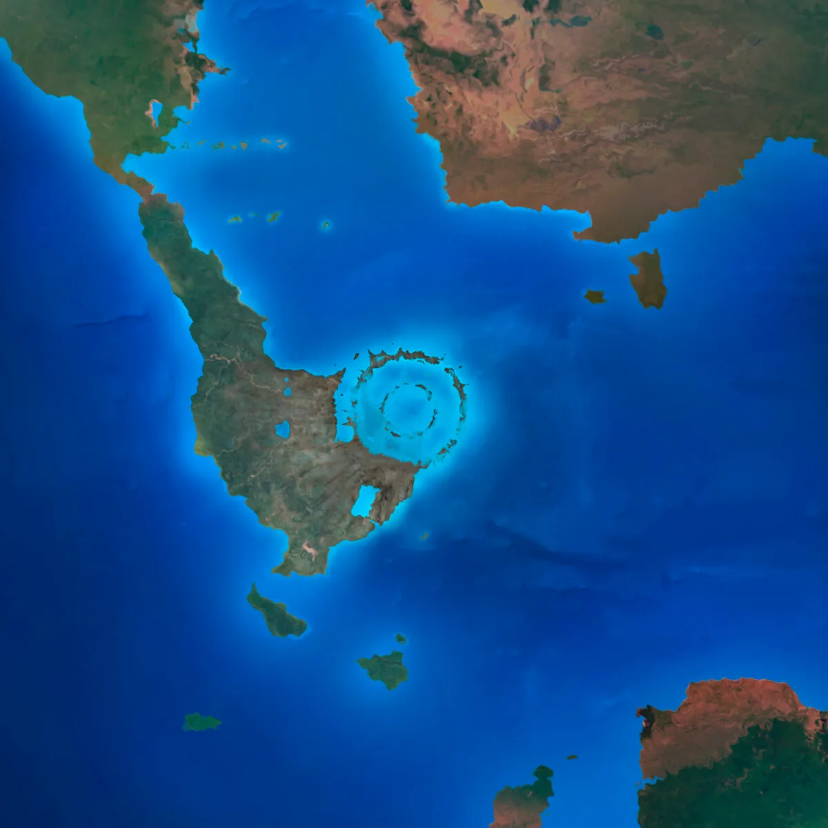 A map showing the location of the Chicxulub crater