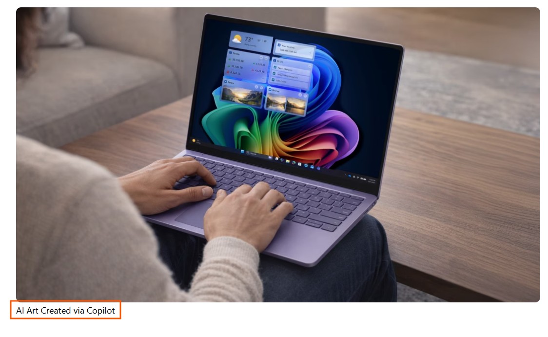 Copilot generated image wrongly shows the Windows 11 widgets