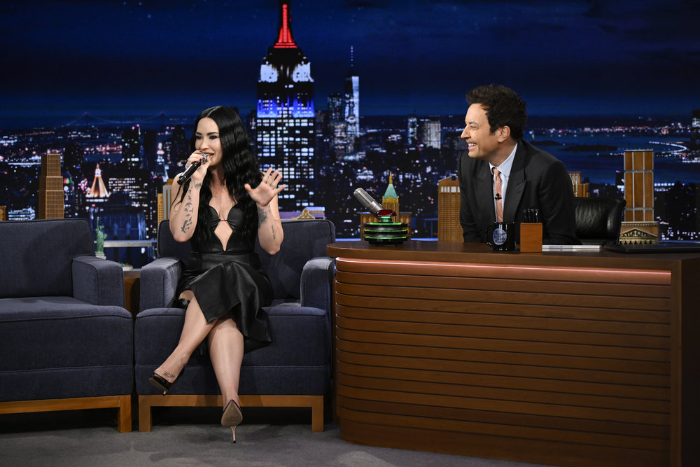 Demi Lovato Chats, Performs, Plays Game On "Tonight Show Starring Jimmy Fallon"