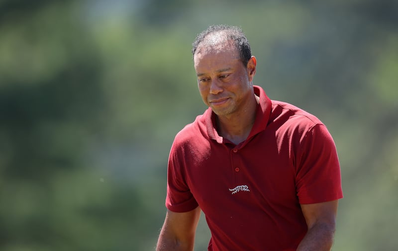 Tiger Woods walks to the 18th green during the final round of the 2024 Masters at Augusta. Photograph: Andrew Redington/Getty