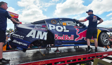 Broc Feeney reacts to crunching Albert Park Supercars crash