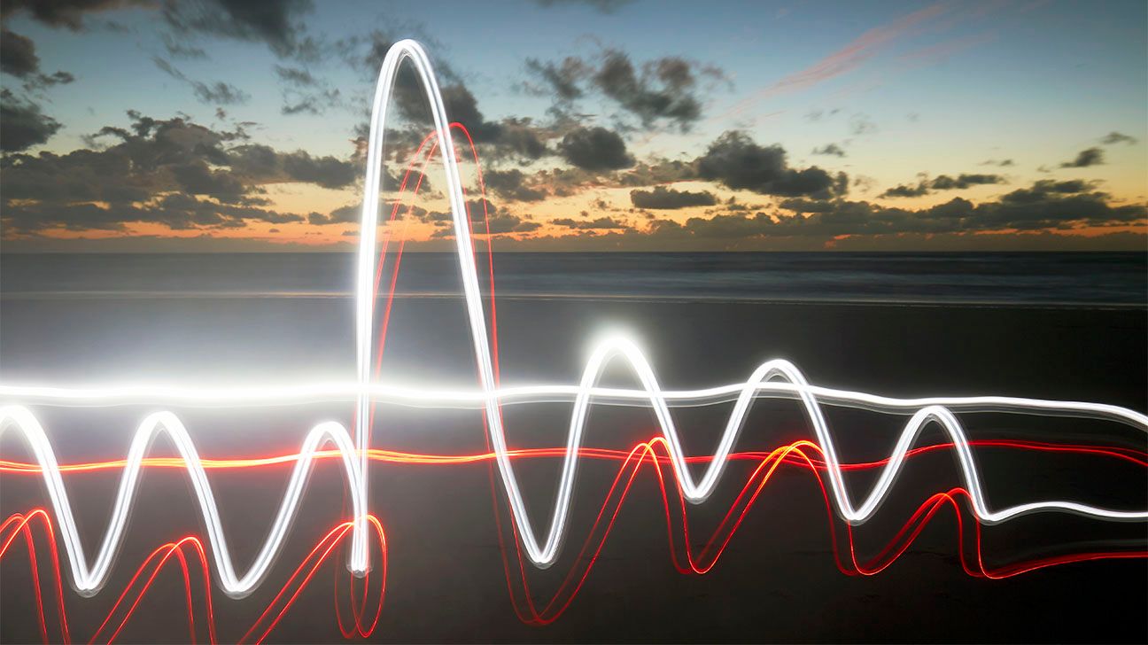 Light waves at sea during sunset