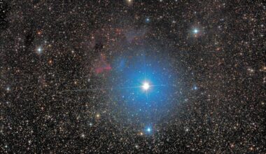 Amateur image of γ Cassiopeia and the associated nebulae IC63 and IC59. The bright star due south of Gamma Cassiopeia is HD 5408 (Credit : Neil Michael Wyatt)