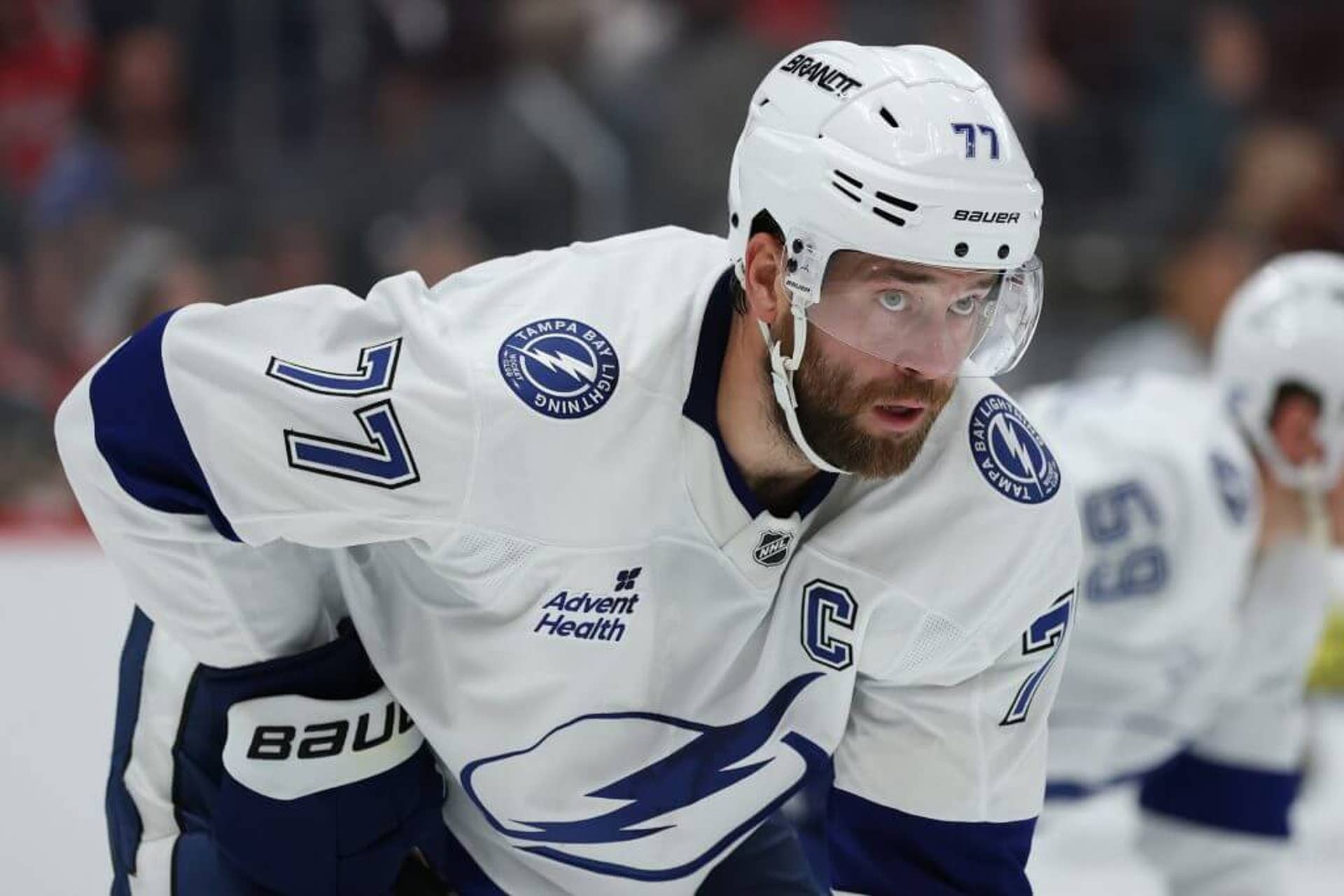 Victor Hedman of the Tampa Bay Lightning skates against the Washington Capitals.