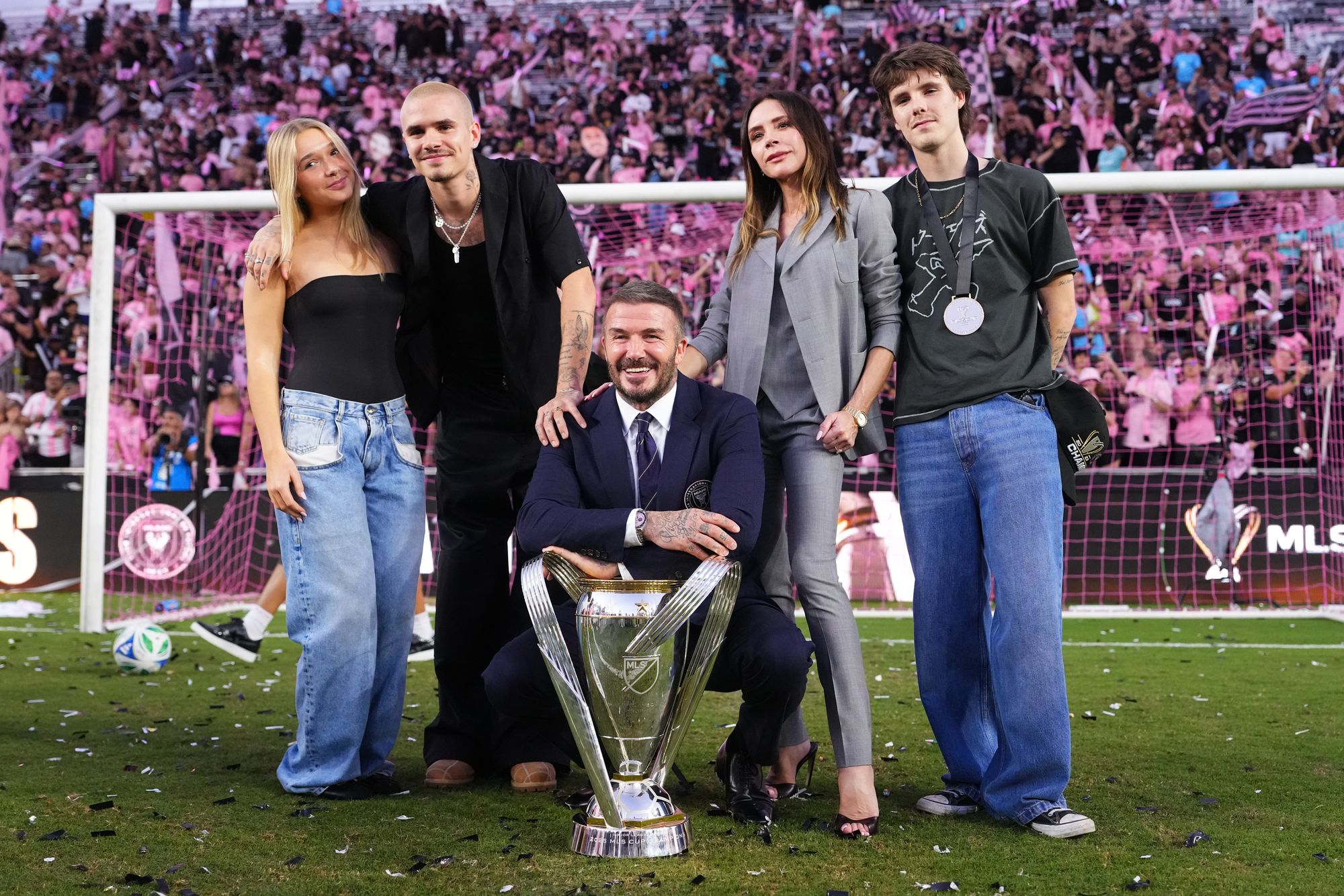 The Beckham family, minus Brooklyn, pictured in December