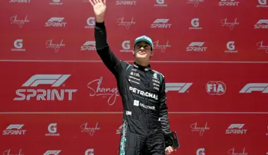 SHANGHAI, CHINA - MARCH 12: George Russell of Great Britain and Mercedes AMG Petronas F1 Team talks