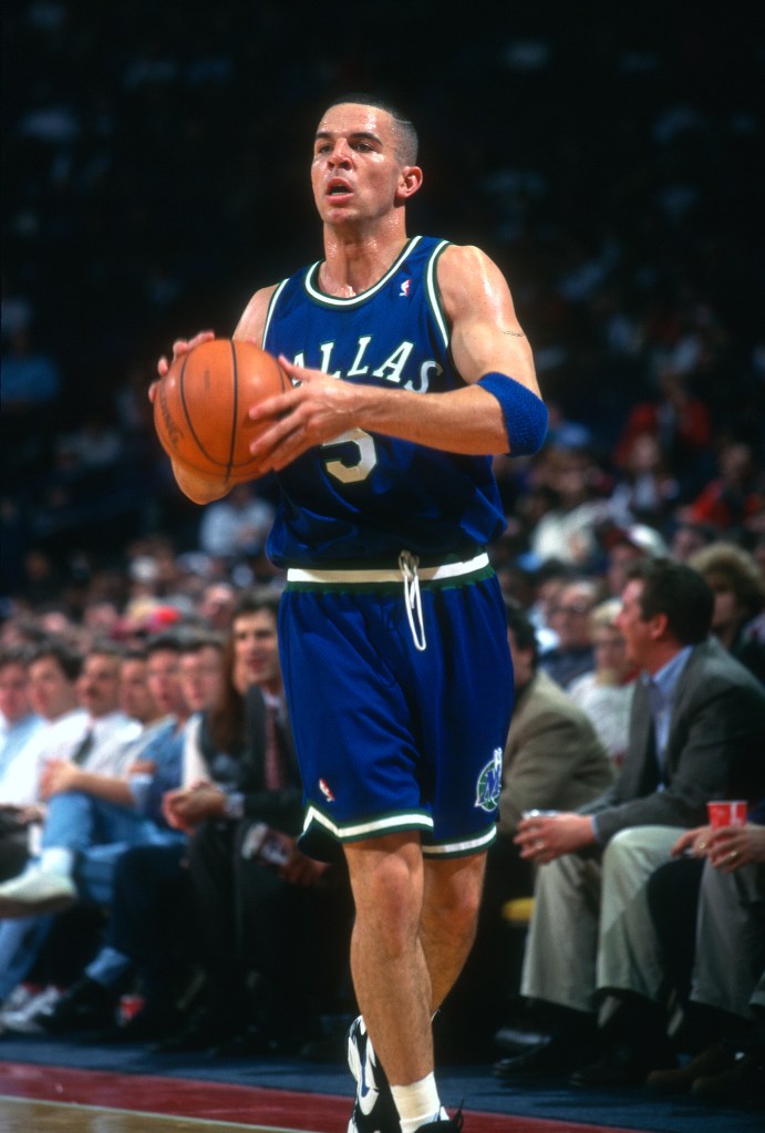 Jason Kidd brings the ball up the court during his rookie season with Dallas in 1995. 