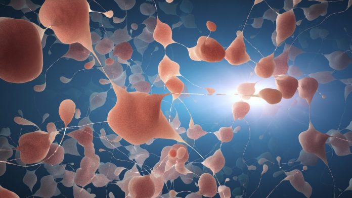 Neurons sending pulsating electric impulses and communicating with each other. Concept For Neurological Diseases, Tumors And Brain Surgery