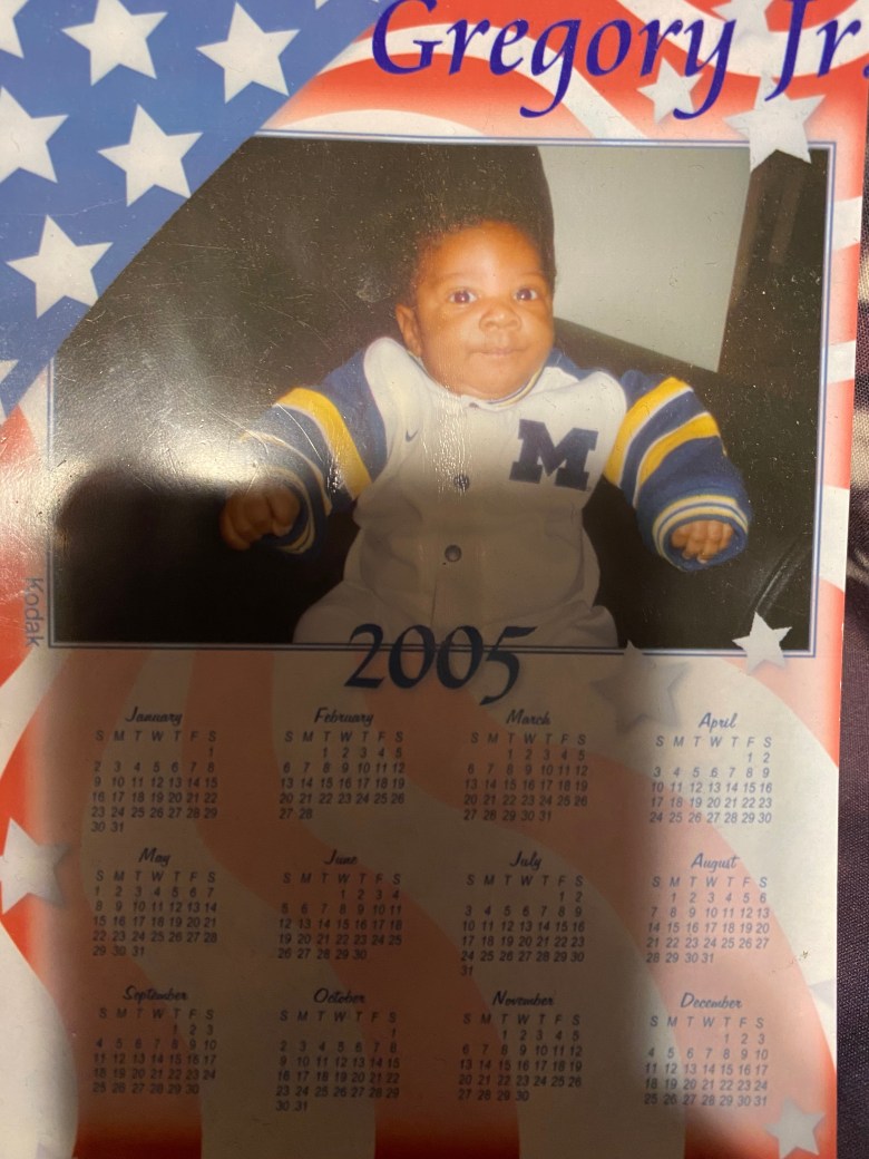 Greg Pace Jr. on a calendar as a baby. 