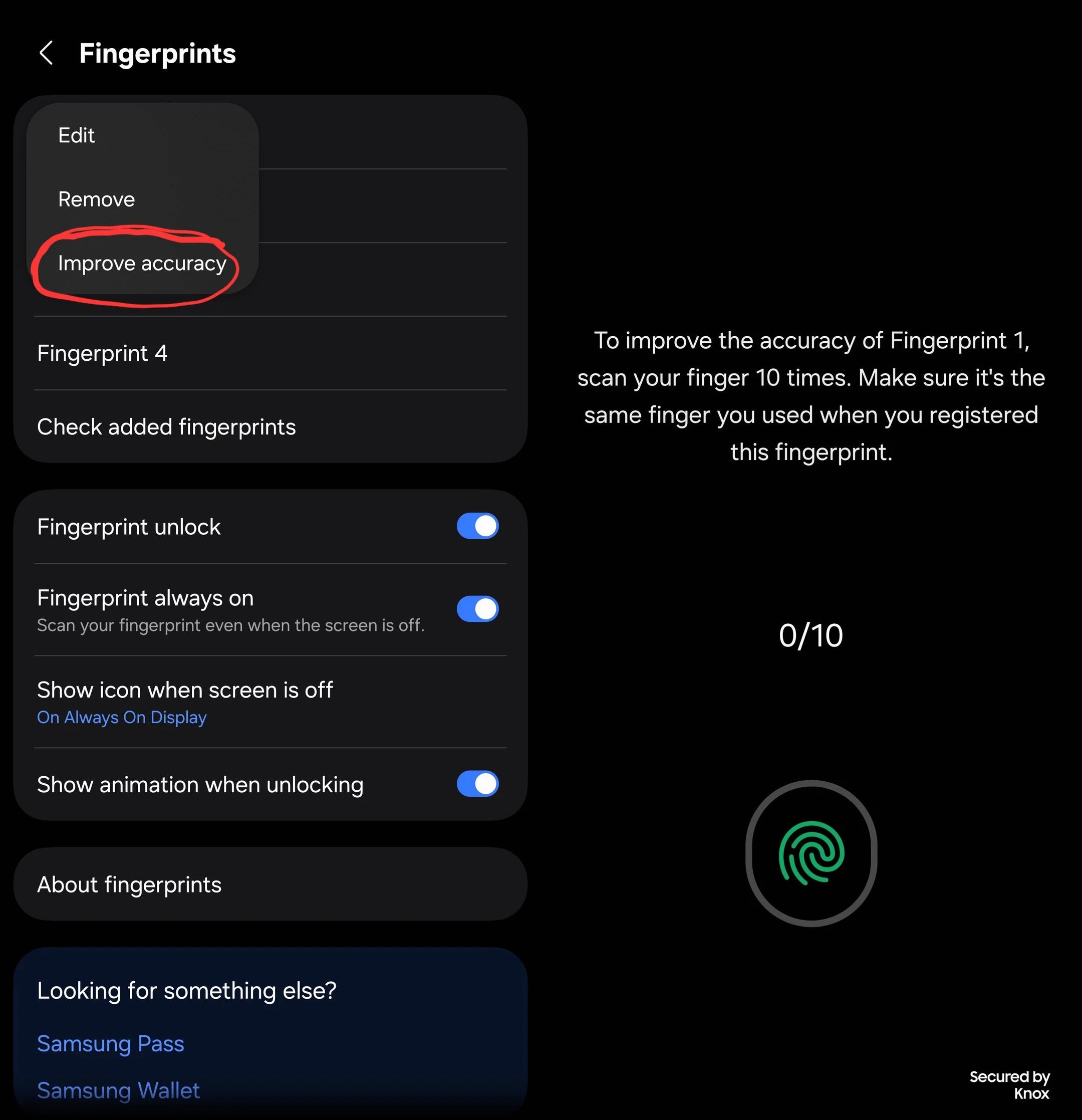 New Improve accuracy option in Fingerprint settings window. 