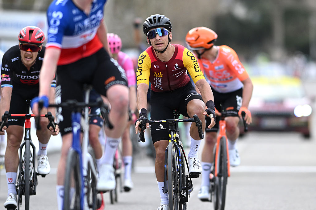 APT, FRANCE - MARCH 13: Bryan Coquard of France and Team Cofidis crosses the finish line during the 84th Paris-Nice 2026, Stage 6 a 179.3km stage from Barbentane to Apt 234m / #UCIWT / on March 13, 2026 in Apt, France. (Photo by Szymon Gruchalski/Getty Images)