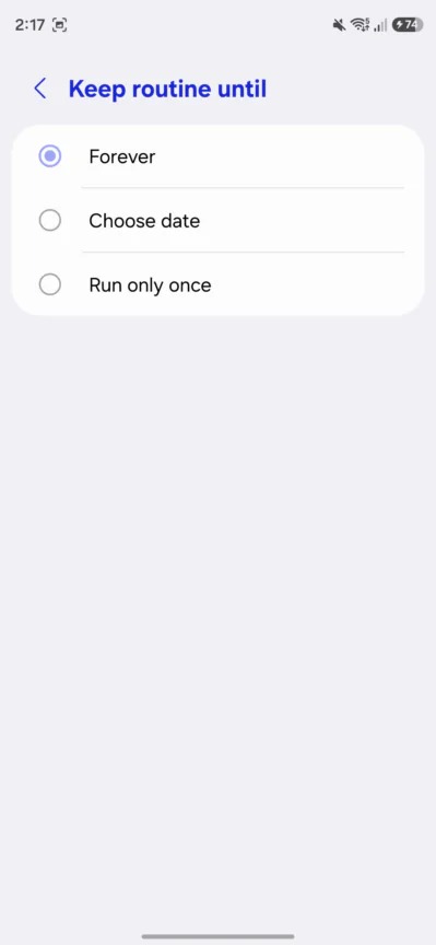 routine scheduling options in One UI 8.5 Modes and Routines feature