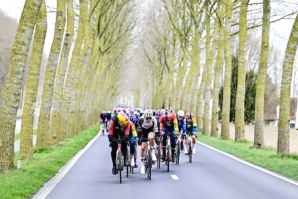 Belgian Florian Vermeersch of UAE Team Emirates-XRG pictured in action during the 'Ronde van Brugge' men's elite one-day cycling race, 202,9 km from and to Brugge on Wednesday 25 March 2026. BELGA PHOTO MAARTEN STRAETEMANS (Photo by MAARTEN STRAETEMANS / BELGA MAG / Belga via AFP)