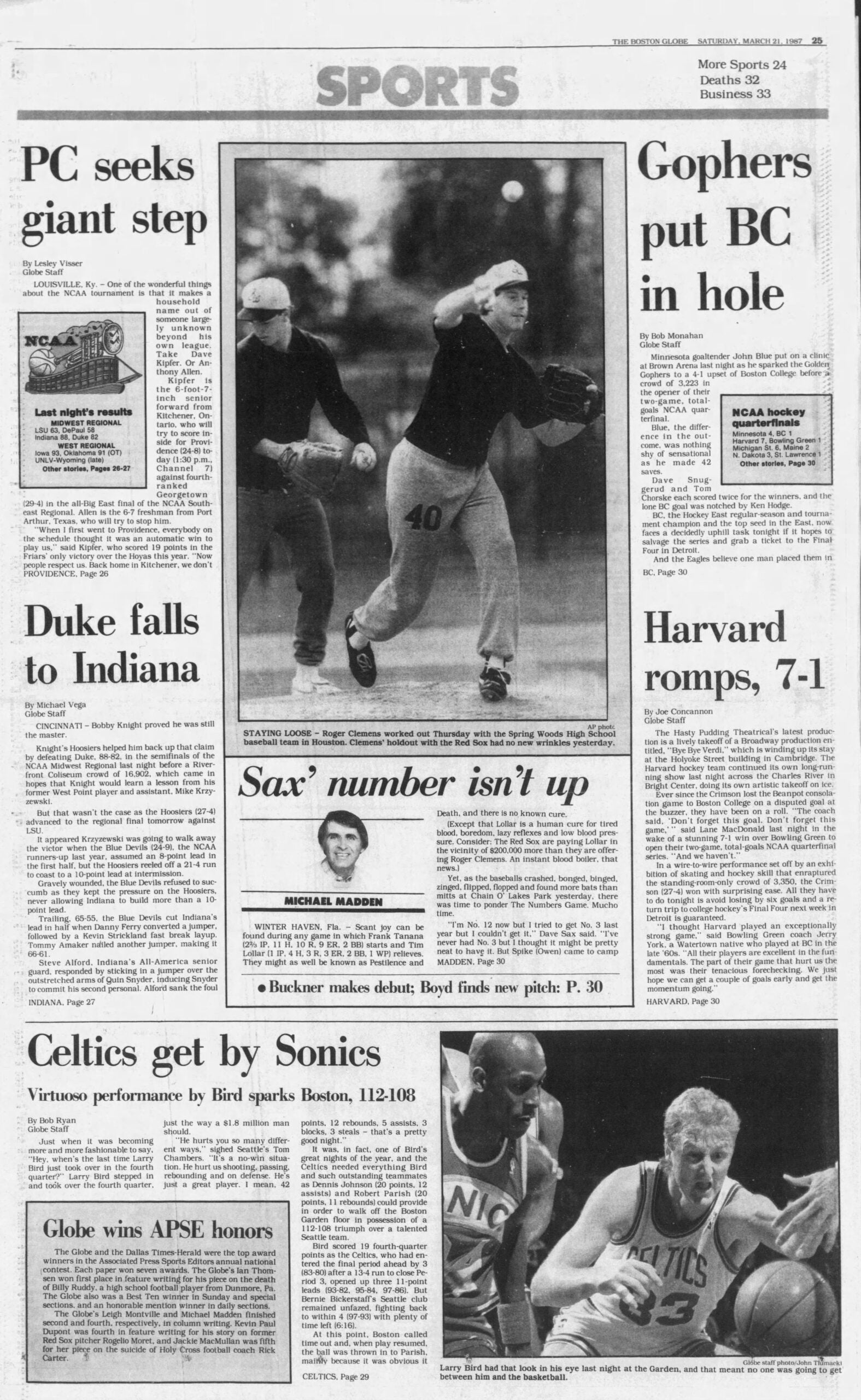 Larry Bird 1987 Boston Globe