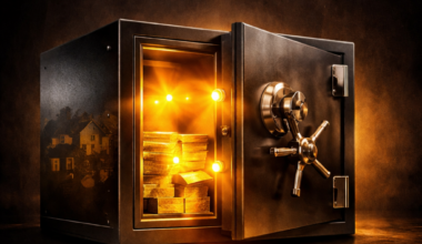 Open safe glowing with gold bars to illustrate Whole of Life insurance protecting a landlord’s legacy