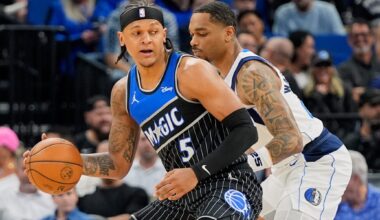 Paolo Banchero looks to pass the ball