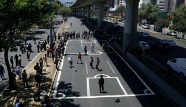 Mexican protesters turn highway into football pitch to slam World Cup "dispossession"