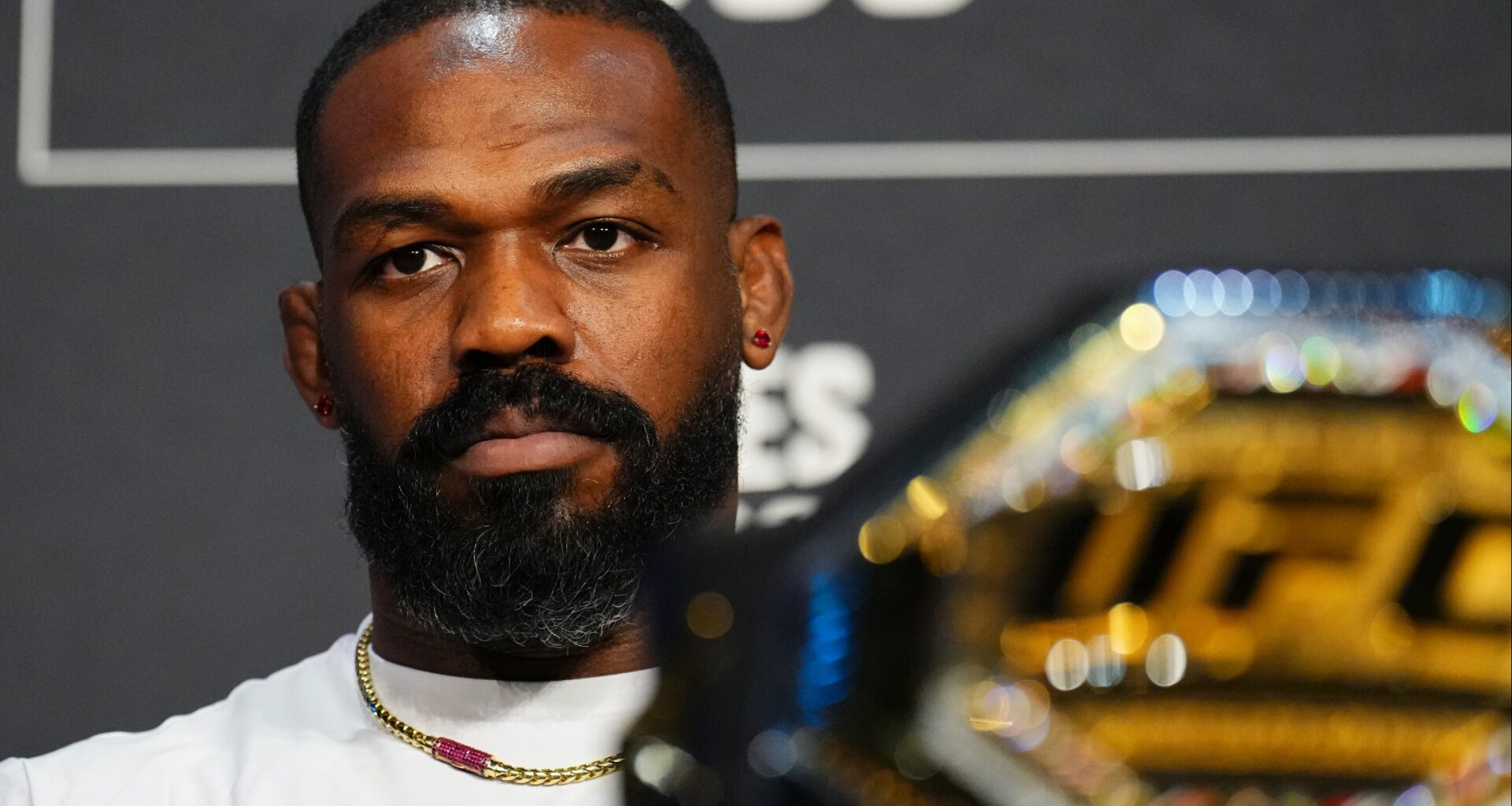 Jon Jones at a UFC 309 press conference
