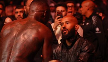 Israel Adesanya and Demetrious Johnson at UFC Seattle