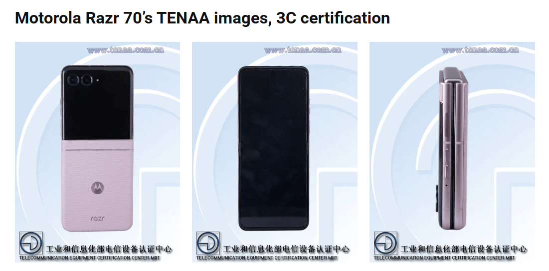 Chinese brand Motorola Razr 70 Foldable Surfaces On Chinese Certification Site As They Attempt To Go After Samsung’s New Flip