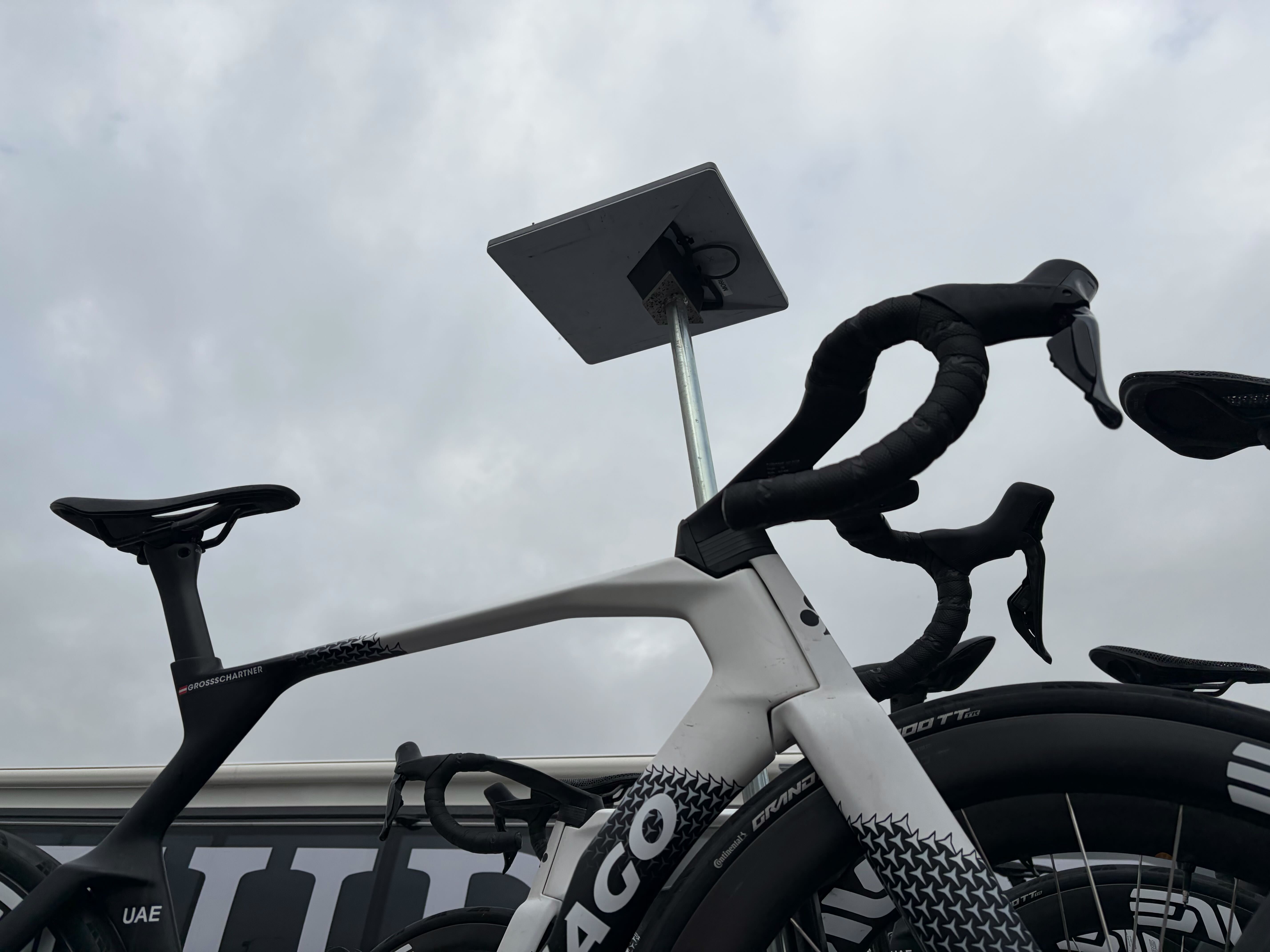Starlink antenna on team car