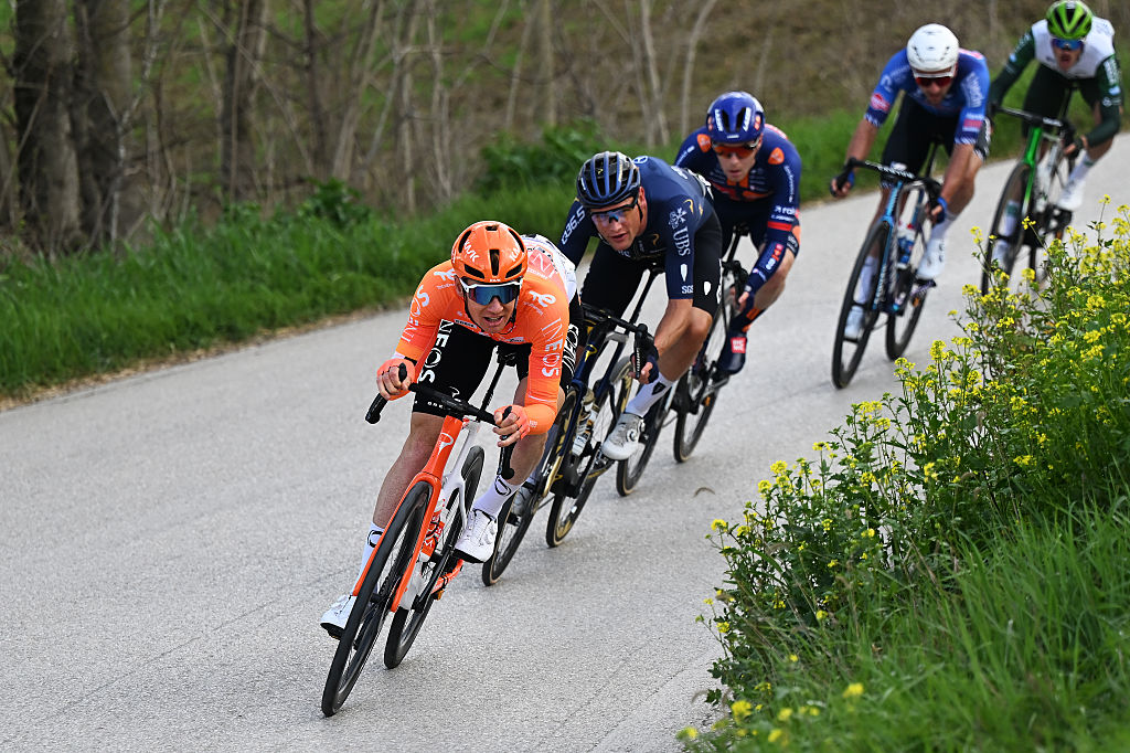 MOMBAROCCIO, ITALY - MARCH 13: Jack Haig of Australia and Team INEOS Grenadiers competes in the breakaway during the 61st Tirreno-Adriatico 2026, Stage 5 a 184km stage from Marotta-Mondolfo to Mombaroccio 309m / #UCIWT / on March 13, 2026 in Mombaroccio, Italy. (Photo by Tim de Waele/Getty Images)