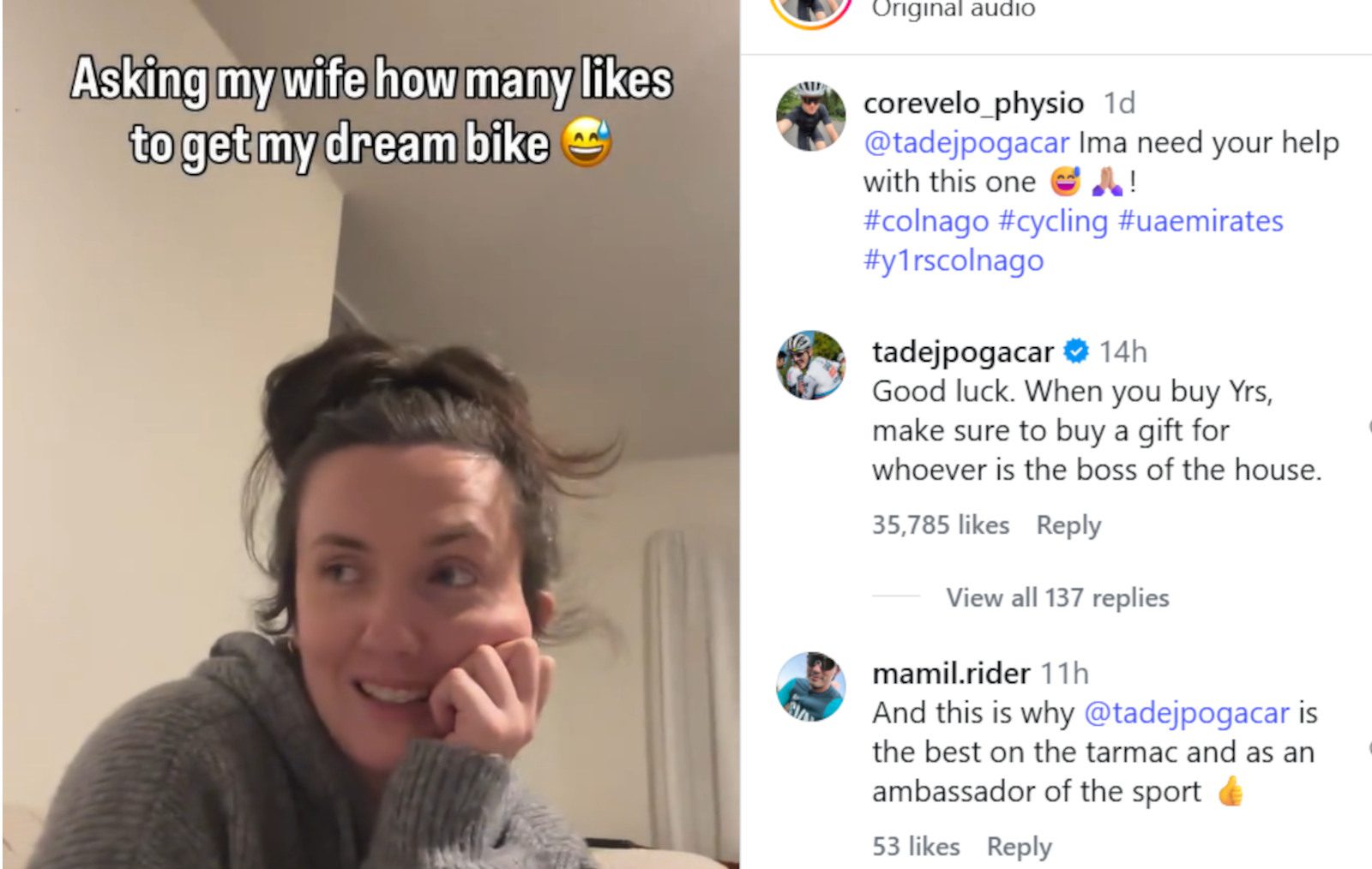 Tadej Pogačar shows up in random fan’s Instagram comments about Colnago dream bike