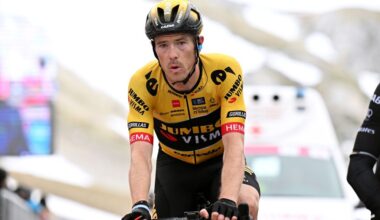 Rohan Dennis exhales after finishing stage 7 of the 2023 Giro d'Italia