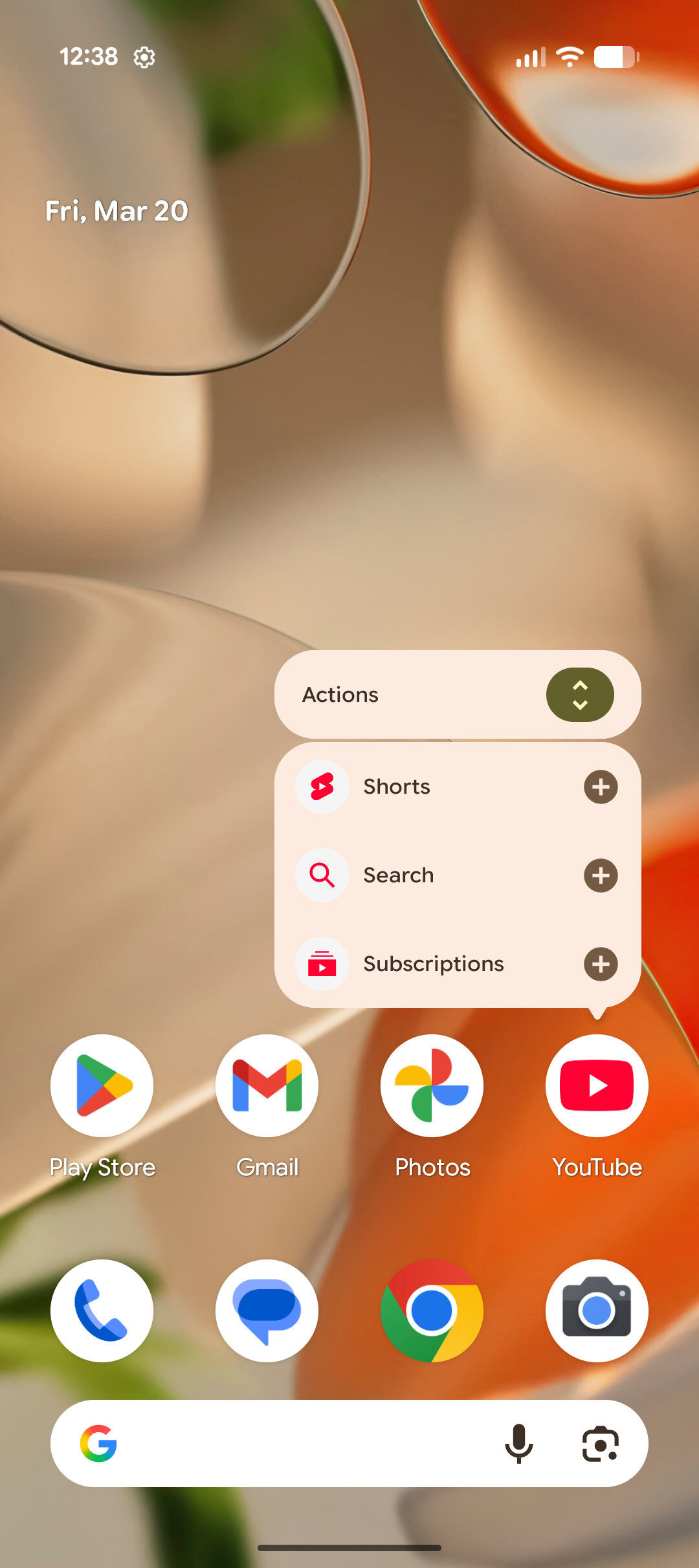 Redesigned long press menu