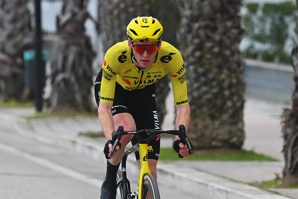 Matteo Jorgenson riding alone during Tirreno-Adriatico