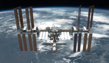 International Space Station in 2011, as seen during the last spaceflight of the Space Shuttle Endeavor (STS-134). Credit: NASA