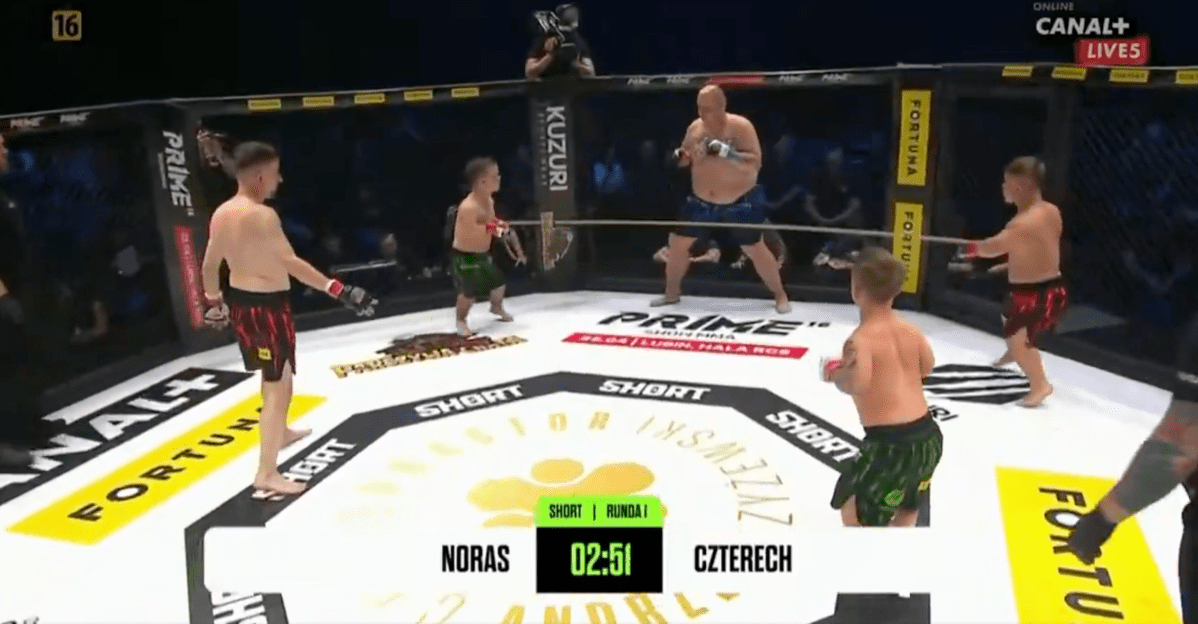 Missed Fists: Wild MMA fight involves 5 men, little people, and a rope