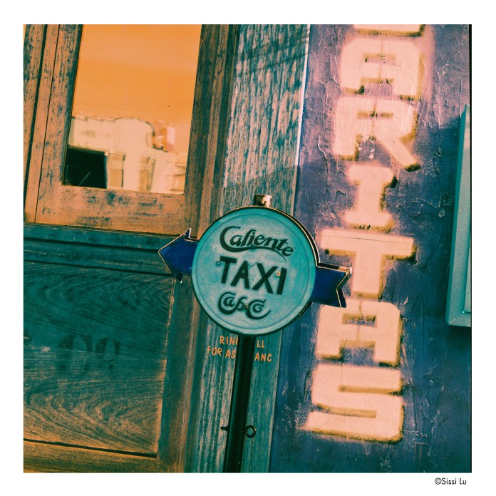 Vintage taxi sign in blue and tones (Pic: Sissi Lu)