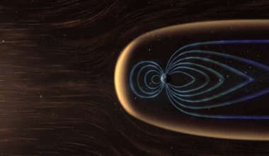 Artist's impression of solar wind flow around Earth's magnetosphere (Credit : NASA's Conceptual Image Laboratory)
