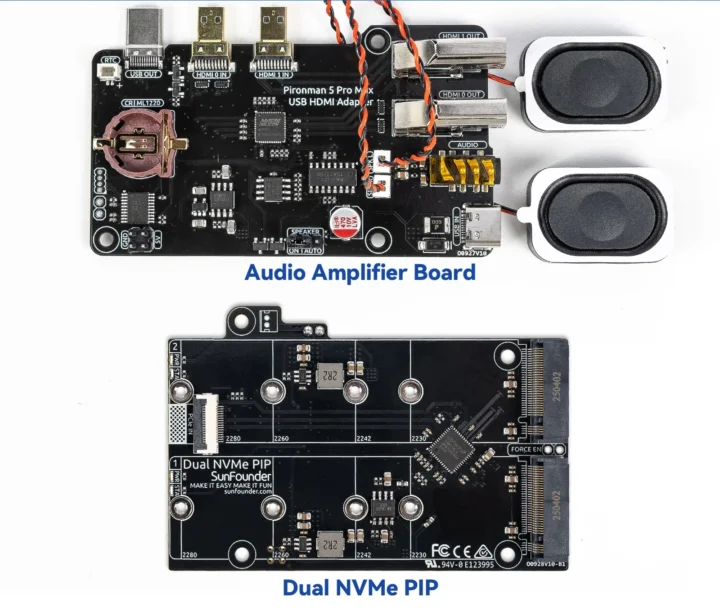 Sunfounder USB HDMI adapter audio amplifier dual NVMe PiP
