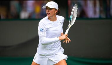 Iga Swiatek in the first round of Wimbledon 2023, UK