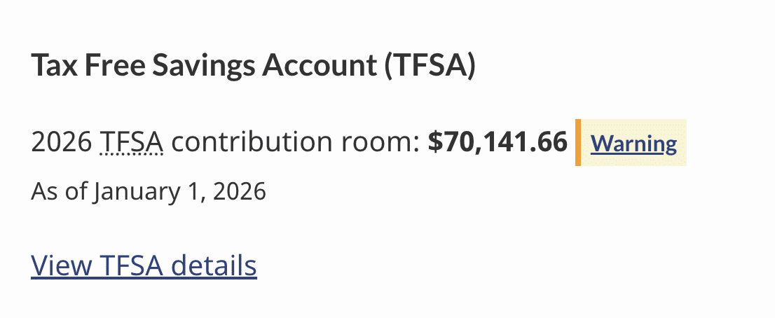 TFSA room with warning