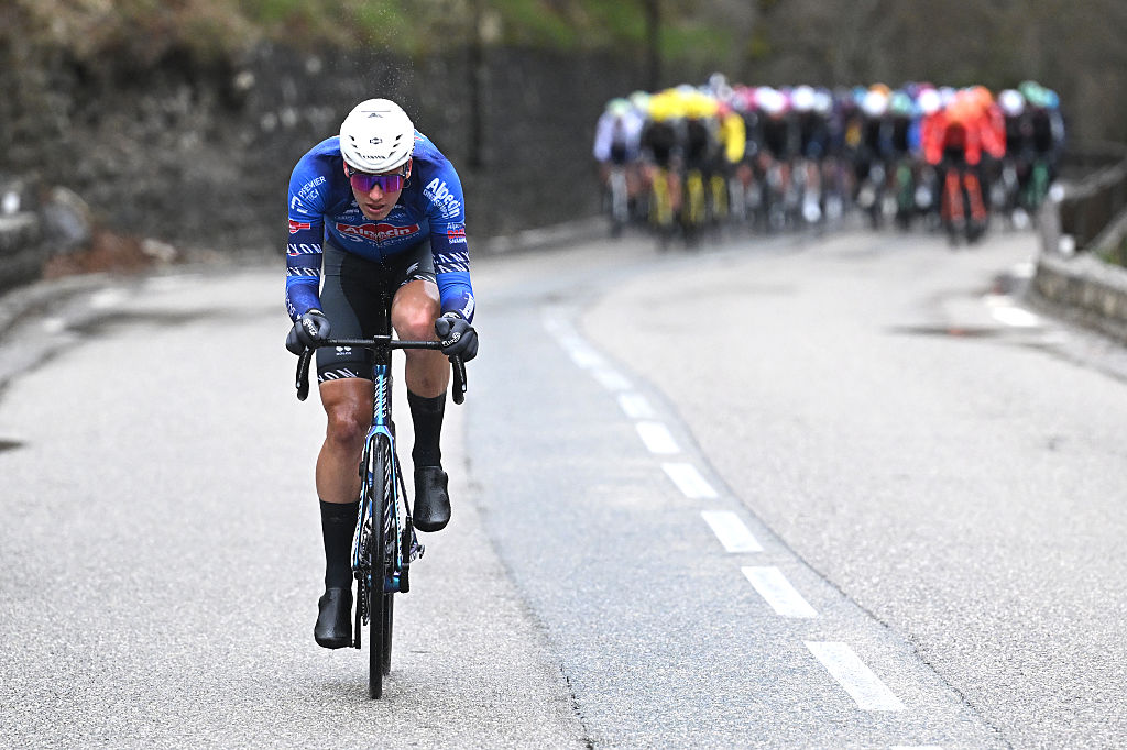 ISOLA, FRANCE - MARCH 14: Tim Marsman of Netherlands and Team Alpecin-Premier Tech attacks during the 84th Paris-Nice 2026, Stage 7 a 47km stage from Pont Louis Nucera to Isola 855m / Stage shortened due to adverse weather conditions / #UCIWT / on March 14, 2026 in Isola, France. (Photo by Szymon Gruchalski/Getty Images)