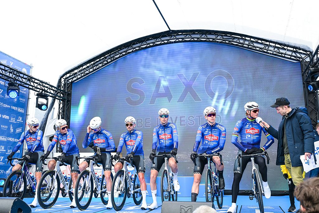 Dutch Mathieu van der Poel of Alpecin-Premier Tech pictured at the start of the 'E3 Saxo Bank Classic' one day cycling race, 208,8km from and to Harelbeke, on Friday 27 March 2026. BELGA PHOTO DAVID PINTENS (Photo by DAVID PINTENS / BELGA MAG / Belga via AFP)